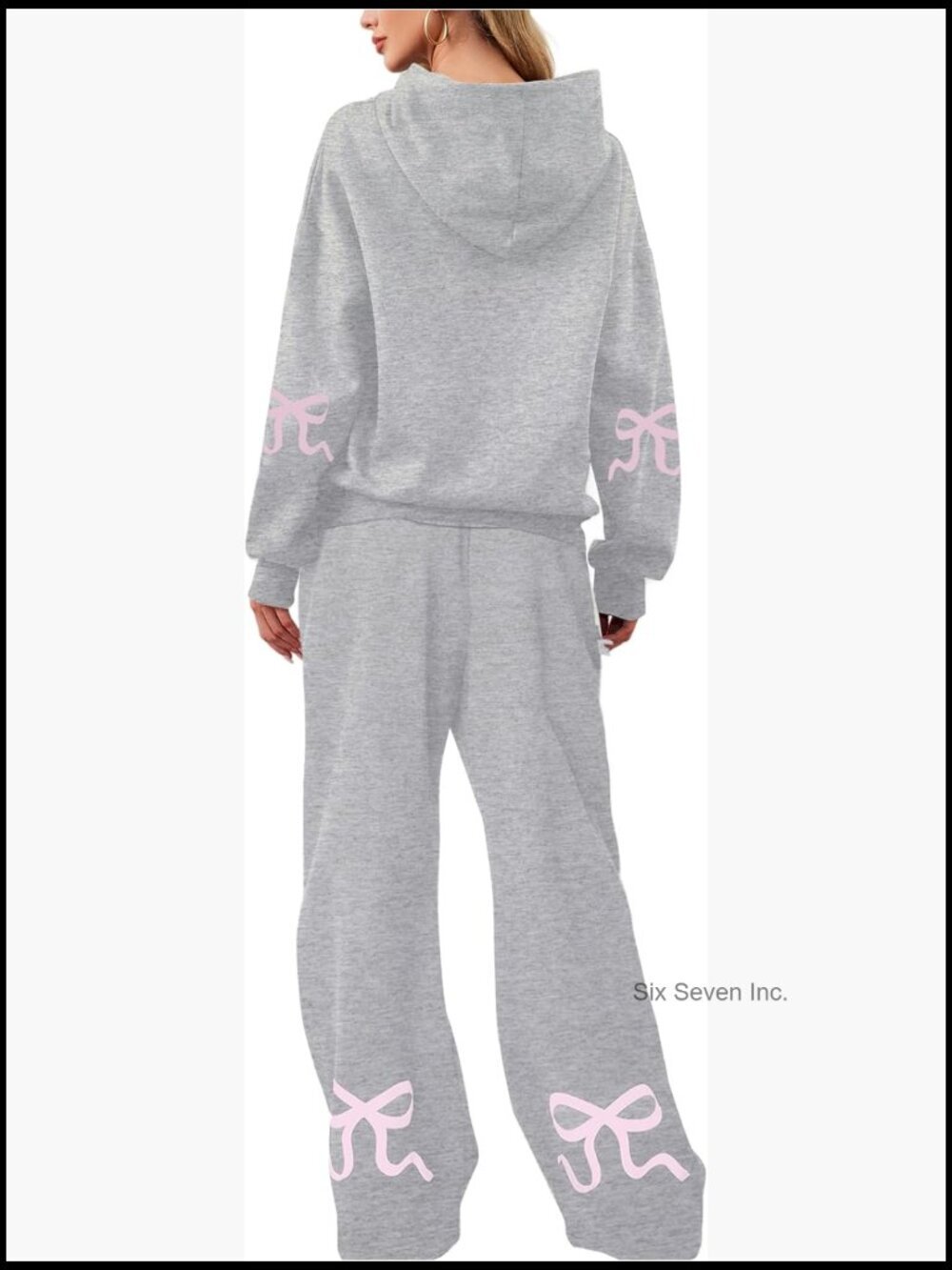 Women's 2 Piece Hoodie Sweatsuit Set Oversized Wide Leg Sweatpants with Pockets